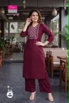 Maroon Colour Diya Trends Dhabu Cotton Kurtis With Bottom 4002